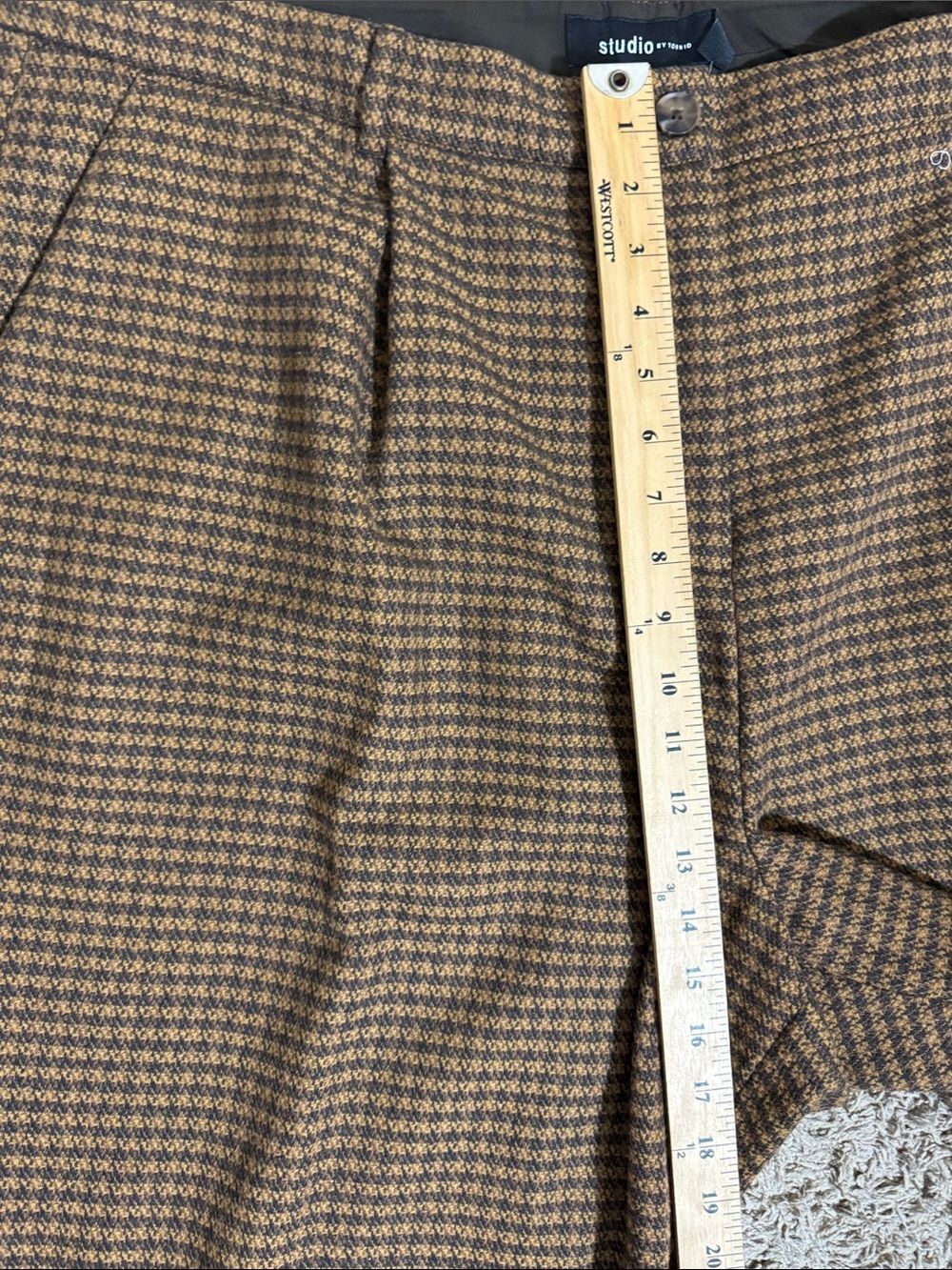 NWT Studio Torrid Wool Blend Wide-Leg Brown Houndstooth Trousers size 22 Career - Picture 10 of 12
